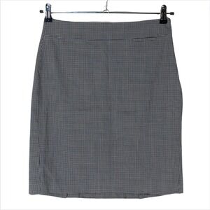 Banana Republic Pencil Skirt Sz 6P Black Blue White Plaid Wool Classic Career